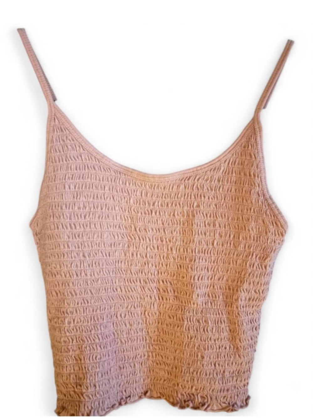 Hollister Smocked Crop Cami Tank Pink XS Y2K Coquette Summer Top - Picture 2 of 5